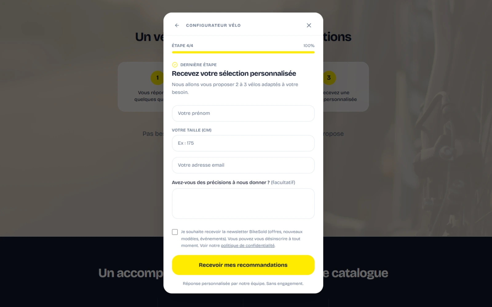 Configurateur BIKE SOLD : Une sélection personnalisée