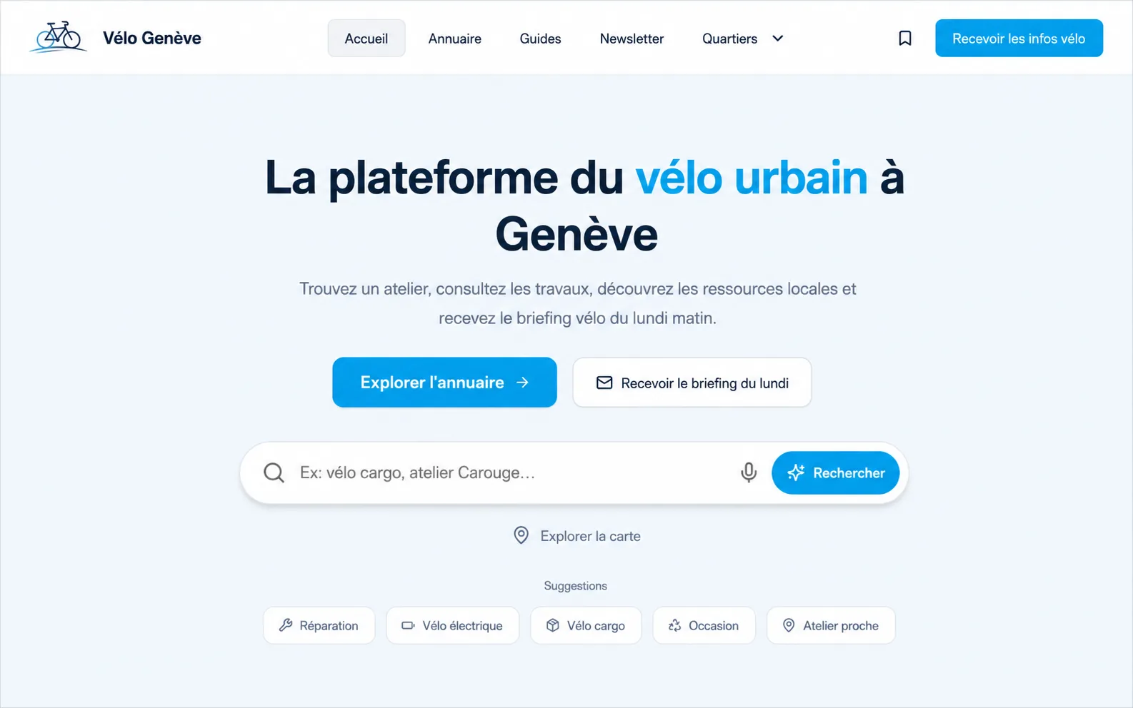 Velogeneve.com, annuaire local dédié au vélo à Genève
